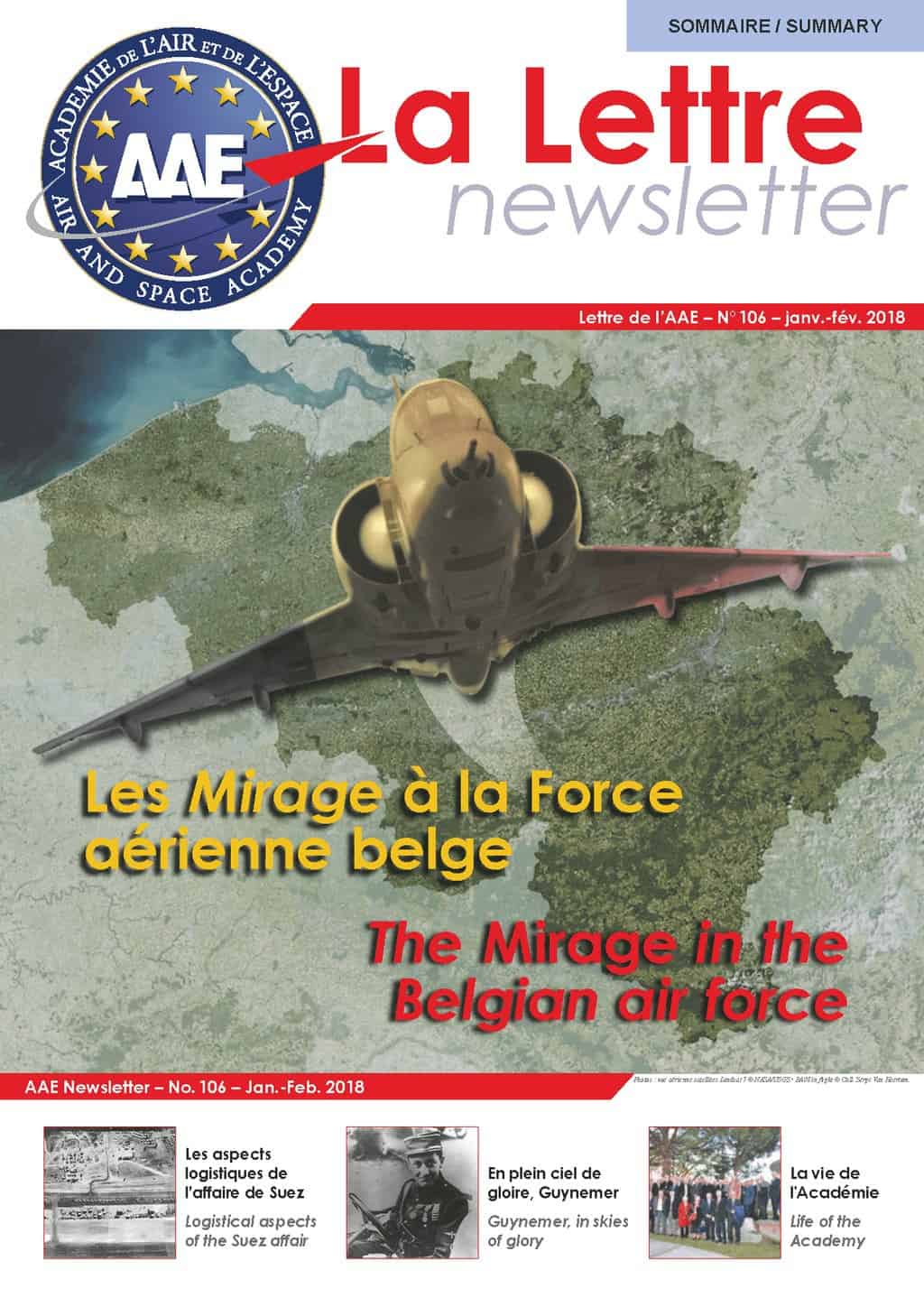 Lettre n°106 - Les Mirage à la Force aérienne belge
