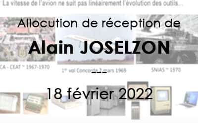 Reception speech by Alain JOSELZON